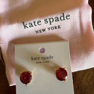 Kate Spade Gumdrop Stud Earrings Red Crystal Gold NWT Giftable